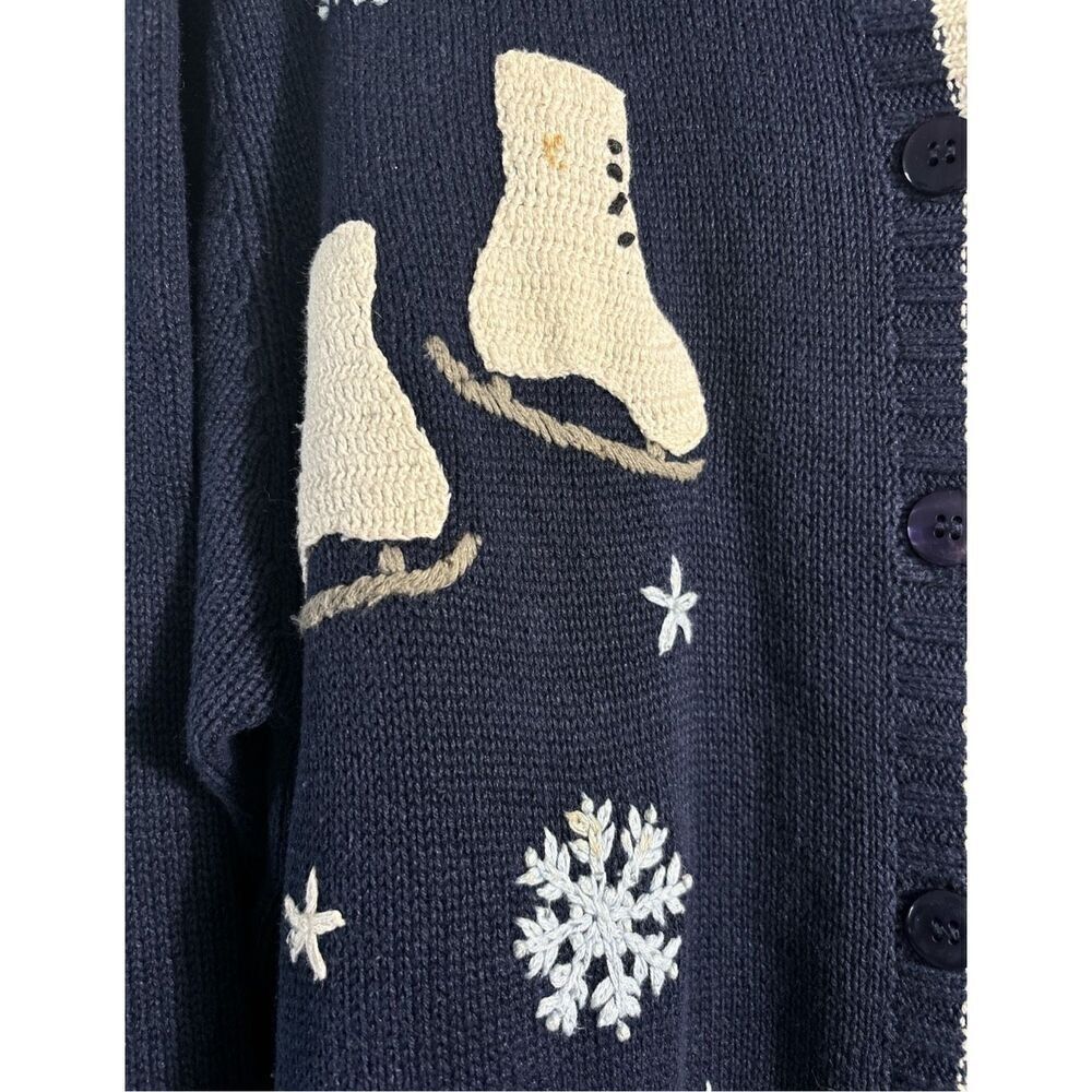 Vintage Cherokee Womens Blue Ramie Cotton Embroidered‎ Button Knit Sweater sz 14 - Picture 5 of 6